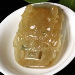 千晟正品翡翠a货黄翡龙头吊坠男士大吊坠挂件手把件