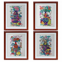 凤翔木版年画 木板年画 中式装饰画 手工工艺品 家居装饰四季平安