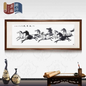 国画 水墨画 中式画客厅装饰画办公室挂画壁画手绘真迹八骏雄风